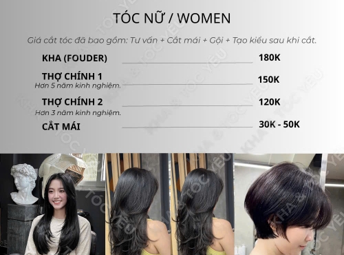 Bảng giá dịch vụ cắt tóc nữ tại KHA HAIR SALON – Minh bạch, chuyên nghiệp, đáng trải nghiệm tại Bảo Lộc